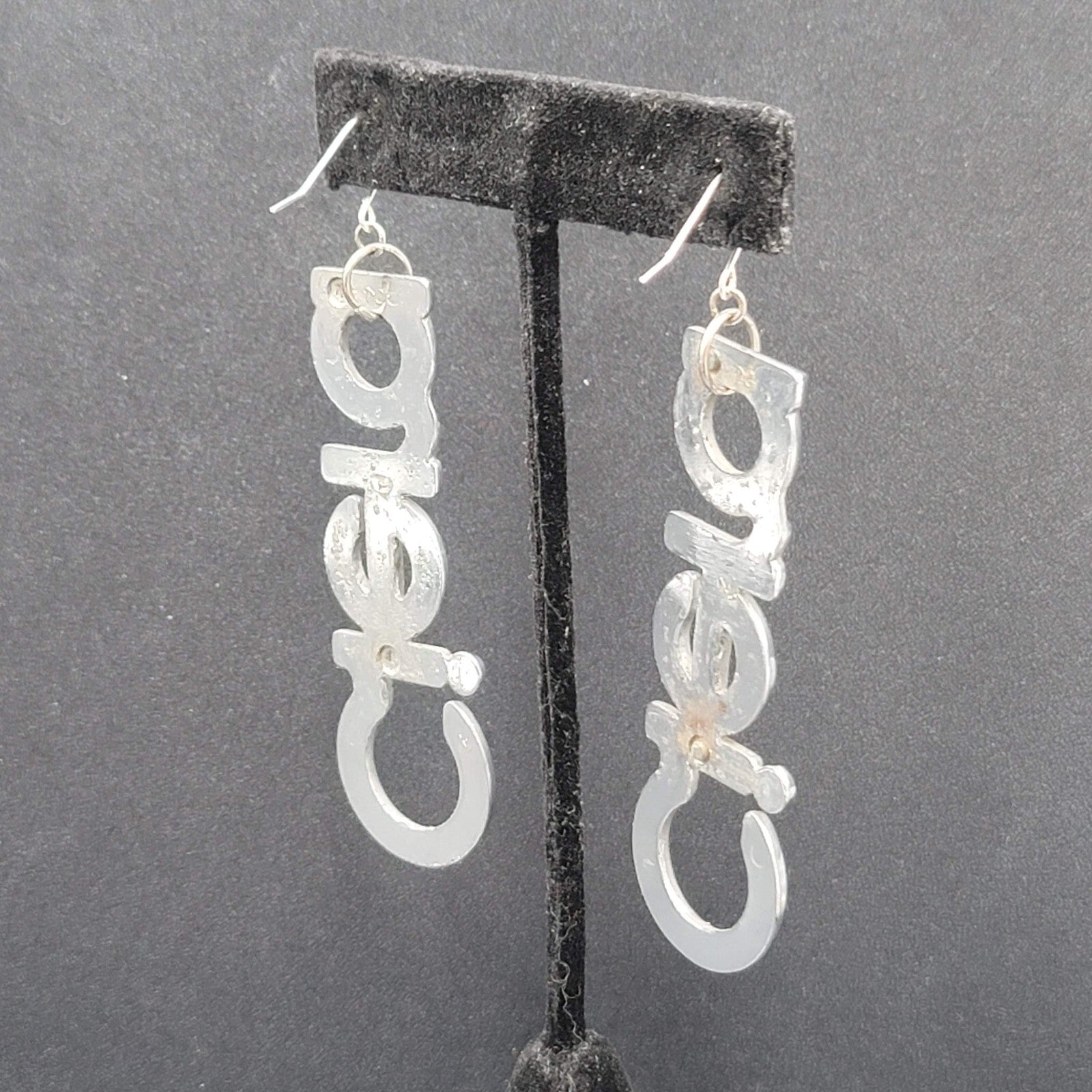 CIERA Pierced Earrings Silver tone Dangle  2.75" Oldsmobile Emblem