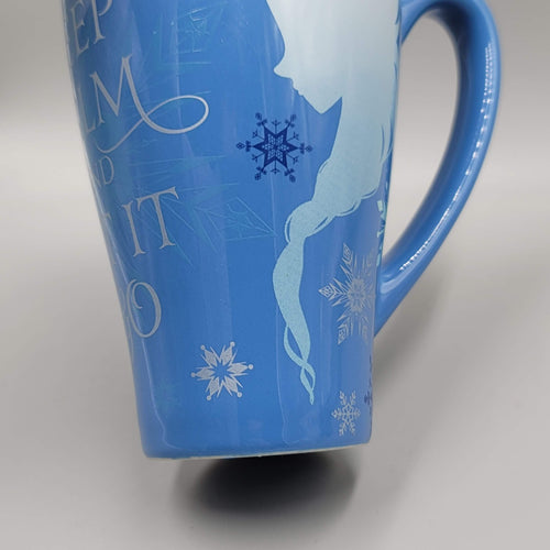 Disney Store Frozen Keep Calm and Let It Go Coffee Mug Blue Elsa