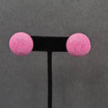 Vintage Pierced Earrings Dome Purple Enamel Round 7/8"
