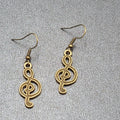New Treble Clef Pierced Earrings Music Bronze tone Dangle 1"