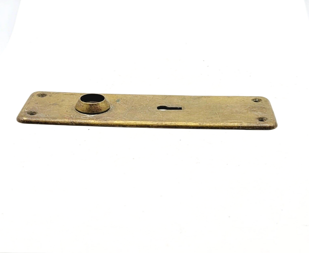 Vintage Brass Doorknob Back Plate Skeleton Keyhole Salvage Hardware 6.5"x2"