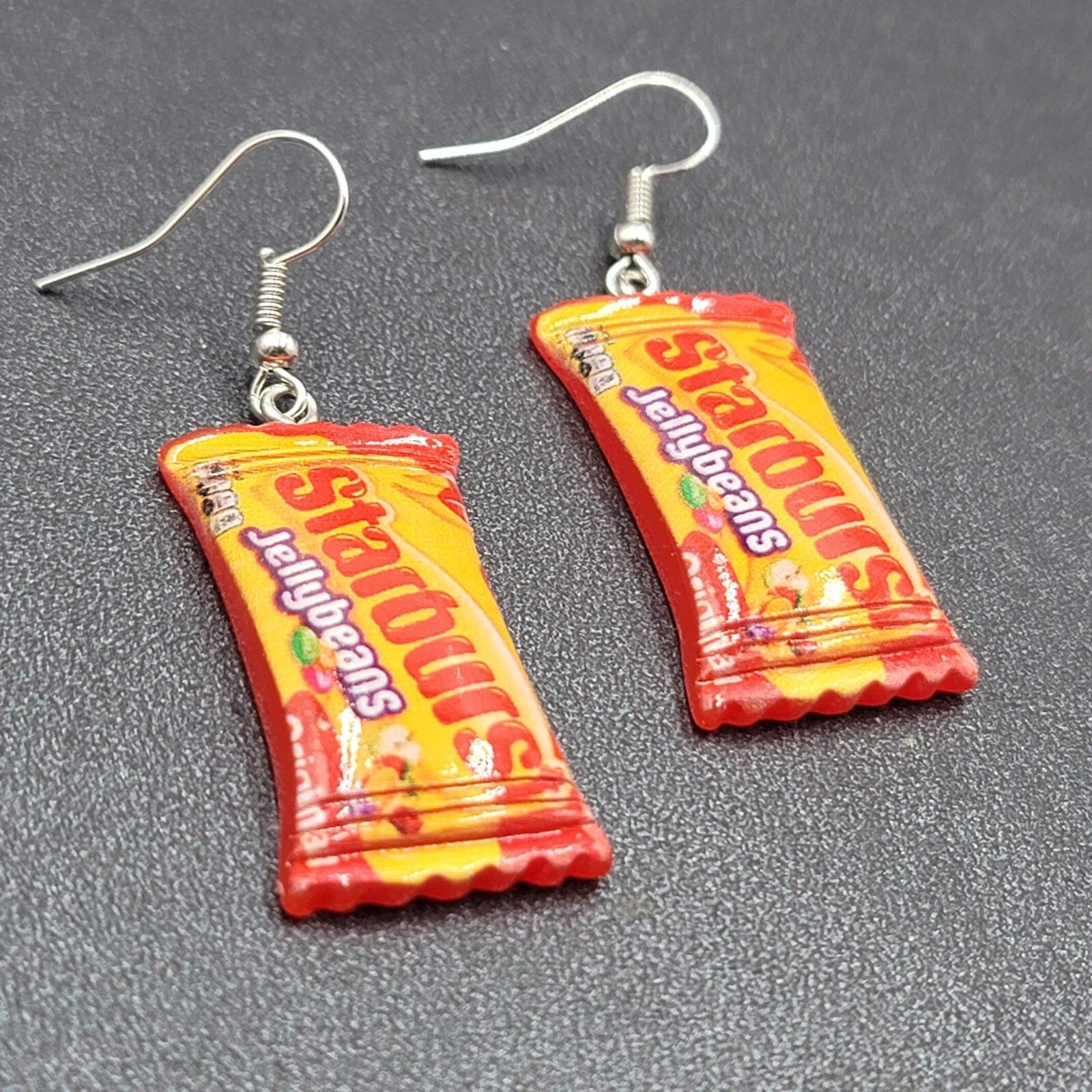 New STARBURST JELLYBEANS Candy Pierced Earrings Acrylic Dangle 1.25"