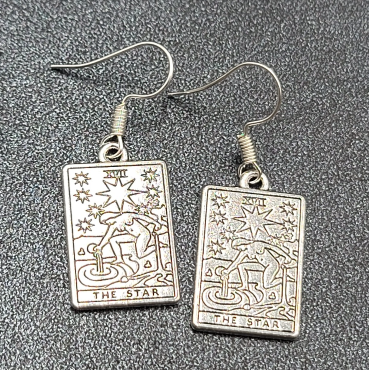 The STAR Tarot Card Pierced Earrings Silver tone 1"