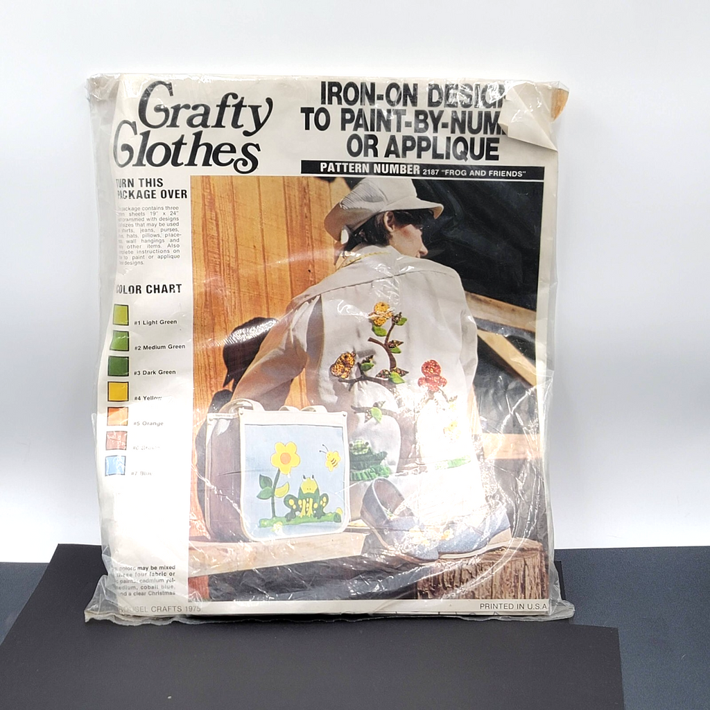 Vintage Frog Friend Applique Kit Flowers Crafty Clothes Embroidery Iron On