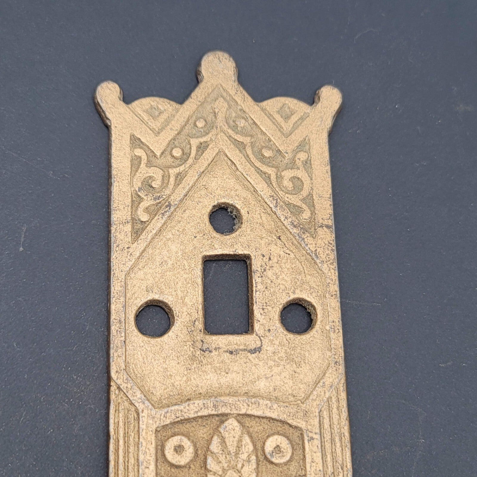 Vintage Cast Iron Painted Gold Latch Door Back Plate 9.5" x 2"