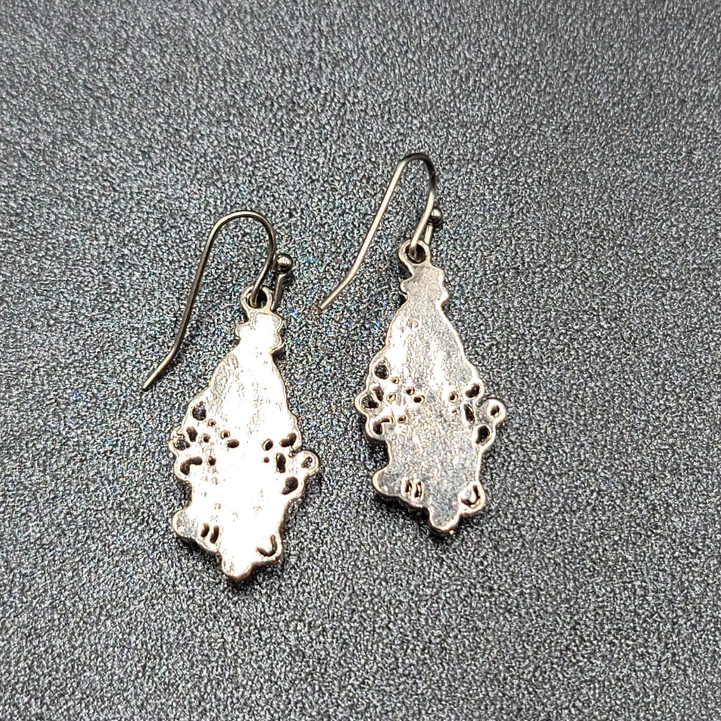 Pierced Earrings Silver tone Blue Yellow Teardrop Crystals  1 1/8"