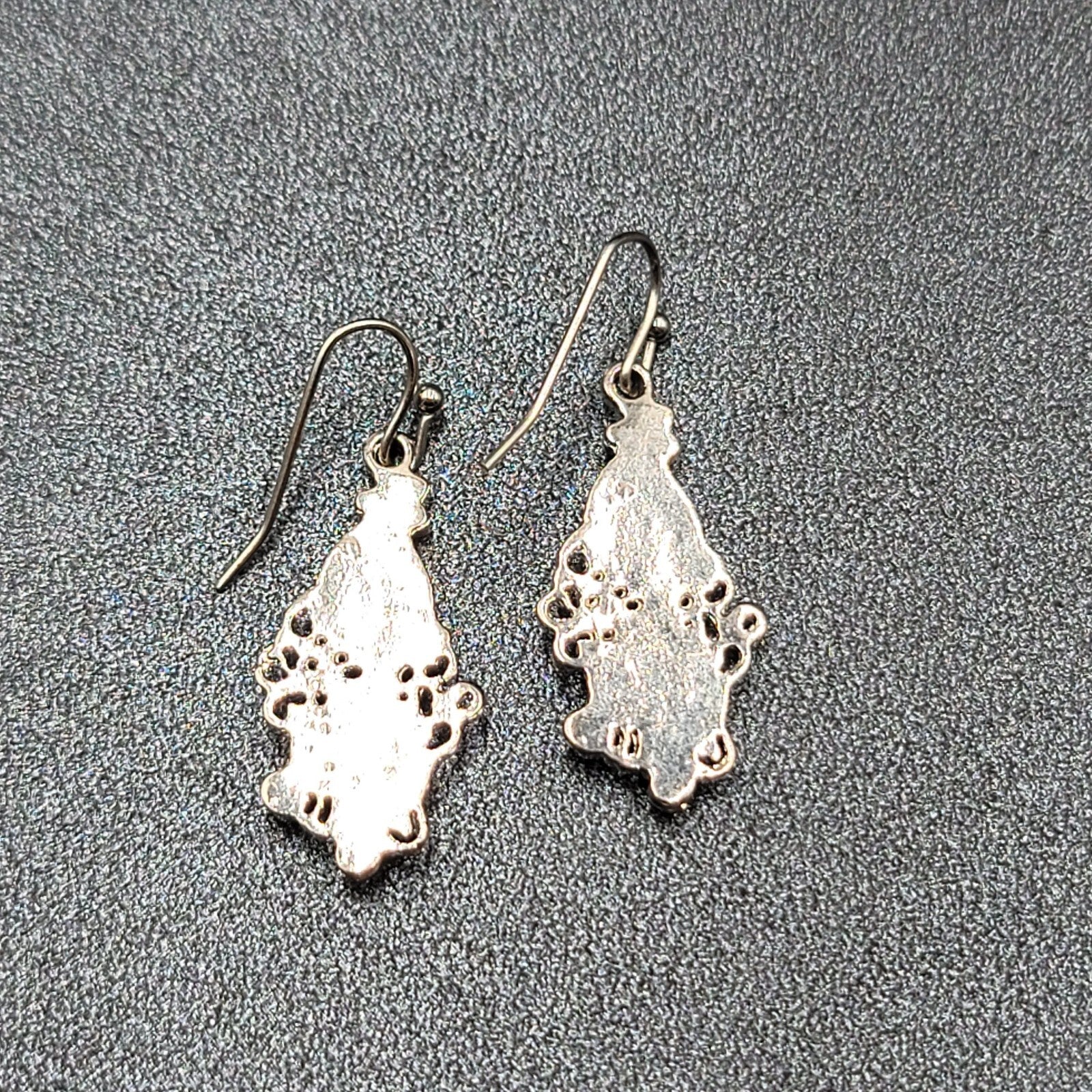Pierced Earrings Silver tone Blue Yellow Teardrop Crystals  1 1/8"