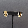 Vintage Clip on Earrings Gold tone White Enamel Studs 7/8"