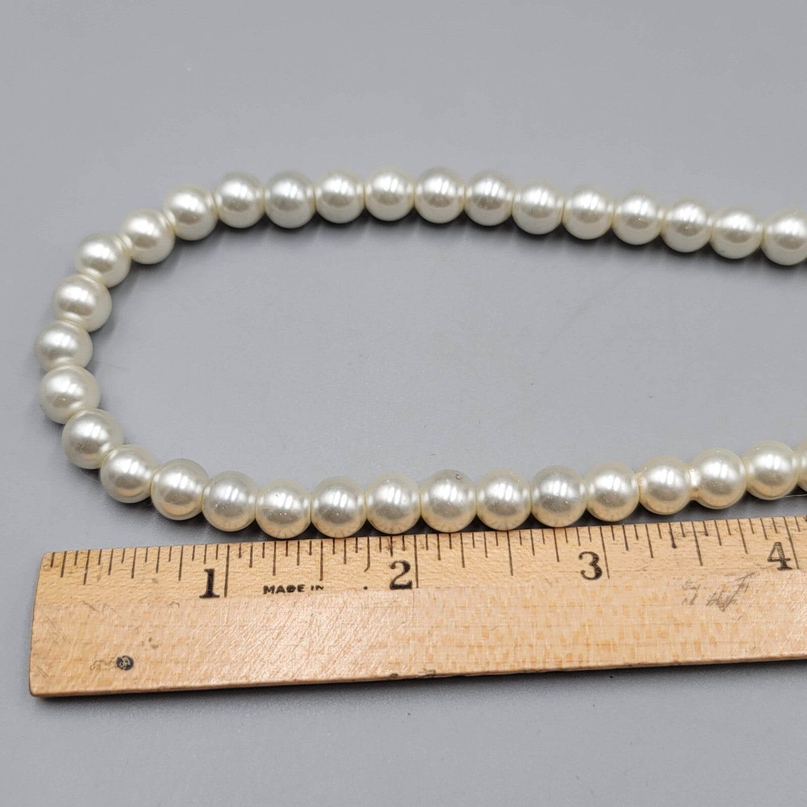 White Bead Necklace Faux Pearl Imitation Pearl 16"-18"
