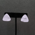 Vintage Pierced Earrings Lavender Purple Enamel Triangle 7/8"
