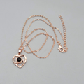 I LOVE YOU in 100 Languages Light Projection Heart Necklace Rose Gold tone 16"+