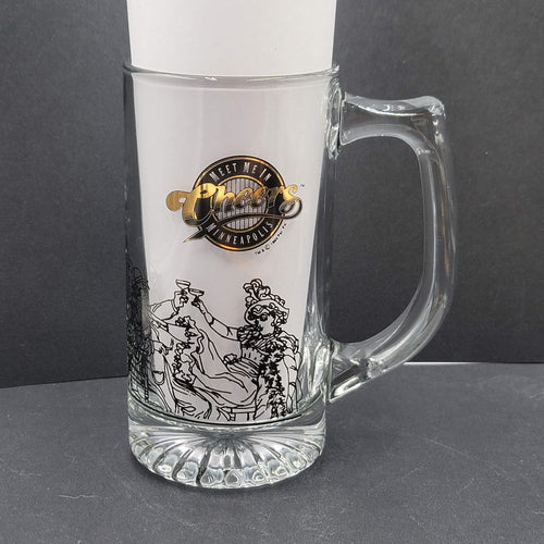 Cheers Meet Me In Minneapolis Clear Mug with Black Etching Beer Stein Souvenir