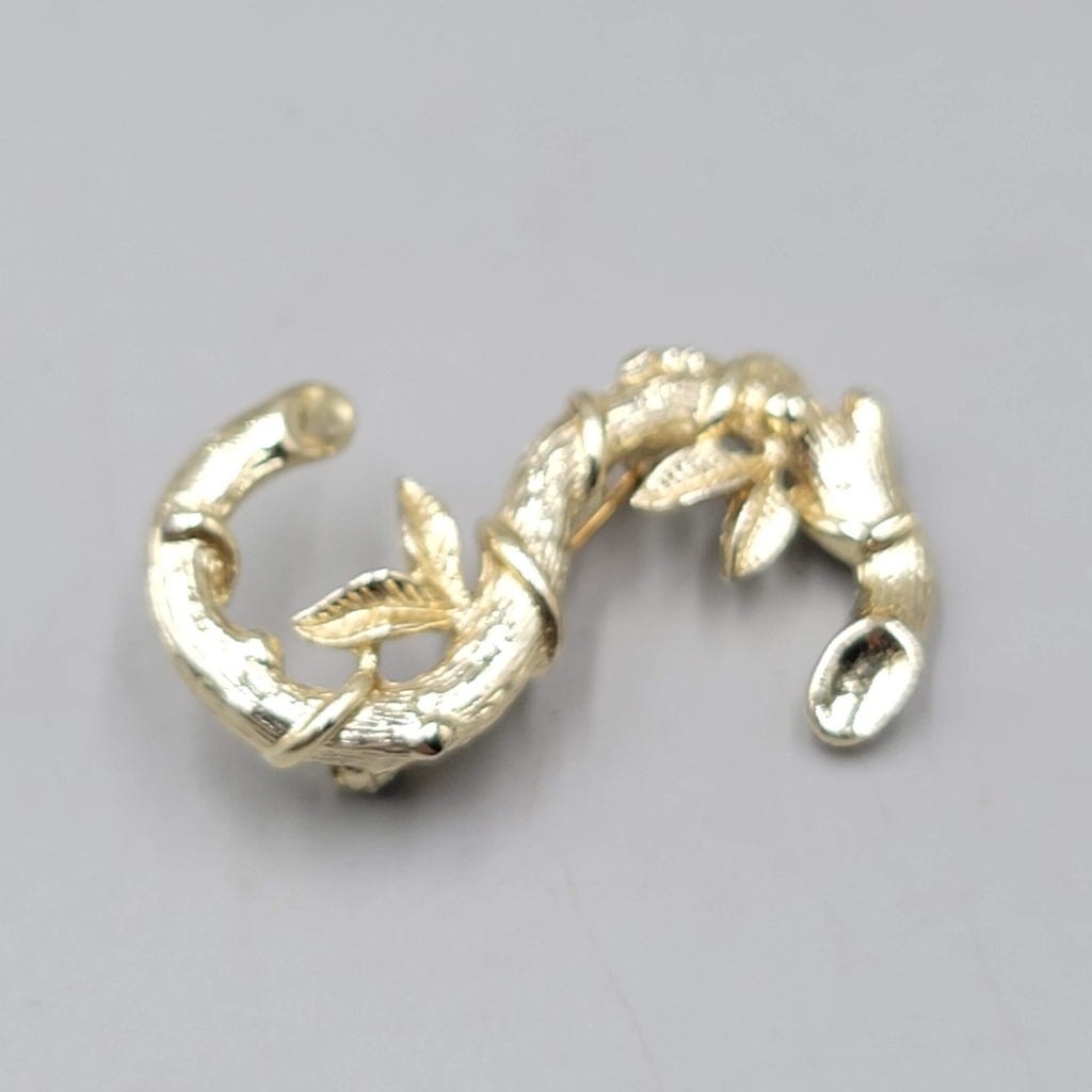 Vintage Sarah Cov Letter S Brooch Gold tone 1.75"