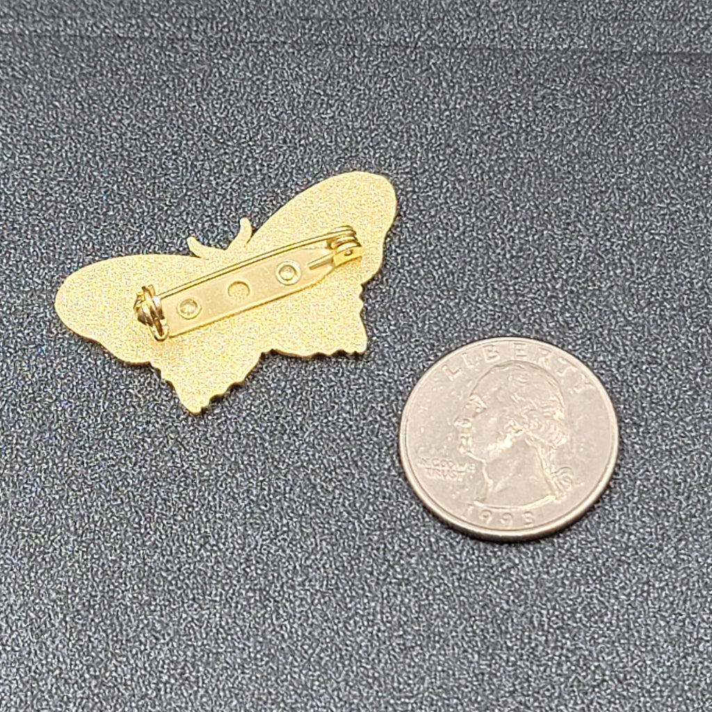 Moth Purple Pink Enamel Lapel Hat Pin Moon Phase 1.5"