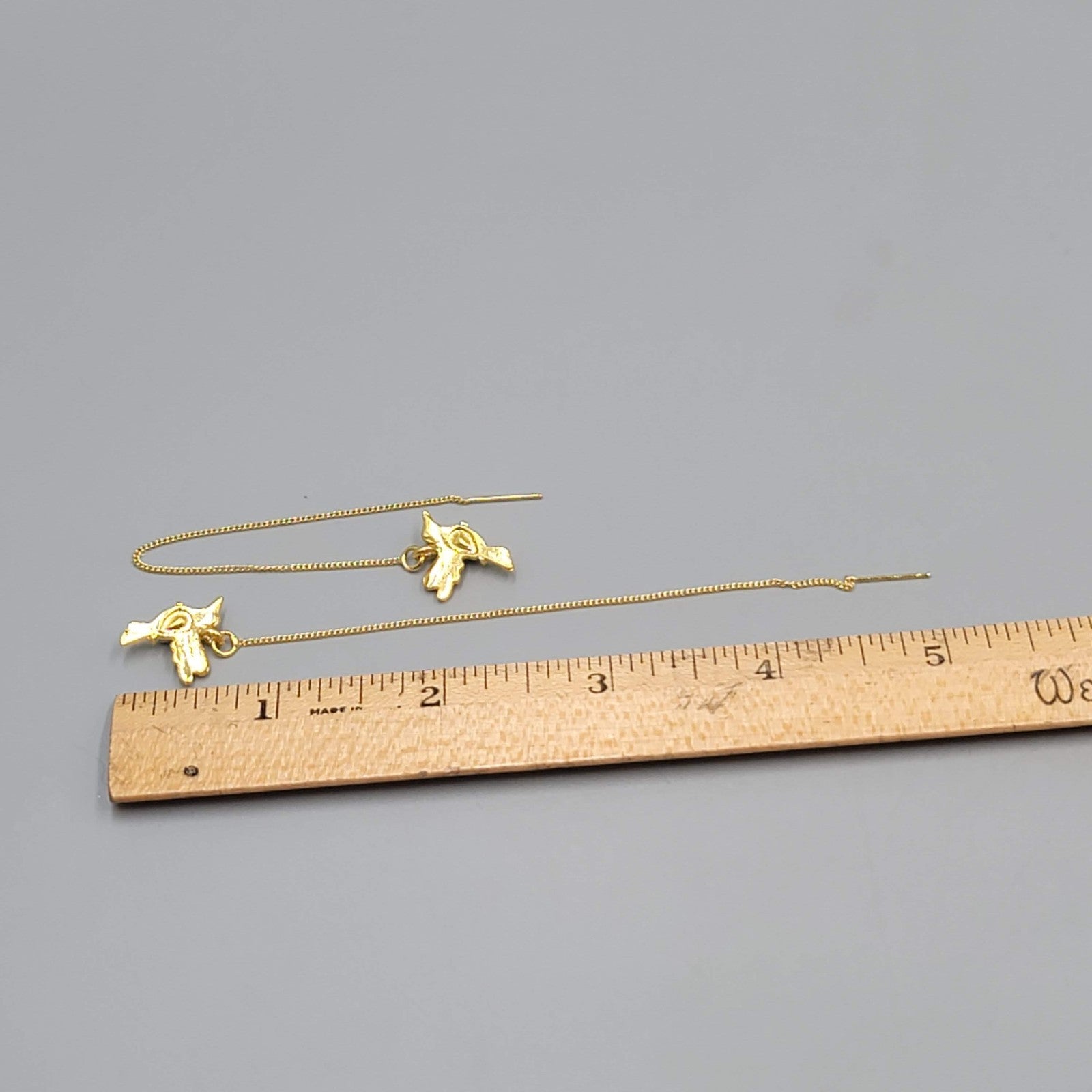 Crystal Bird Threader Pierced Earrings Gold tone Dangle 