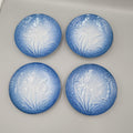 Arita Japanese Blue Iris Crocus Flower Embossed Plate 4.25 in Set of 4