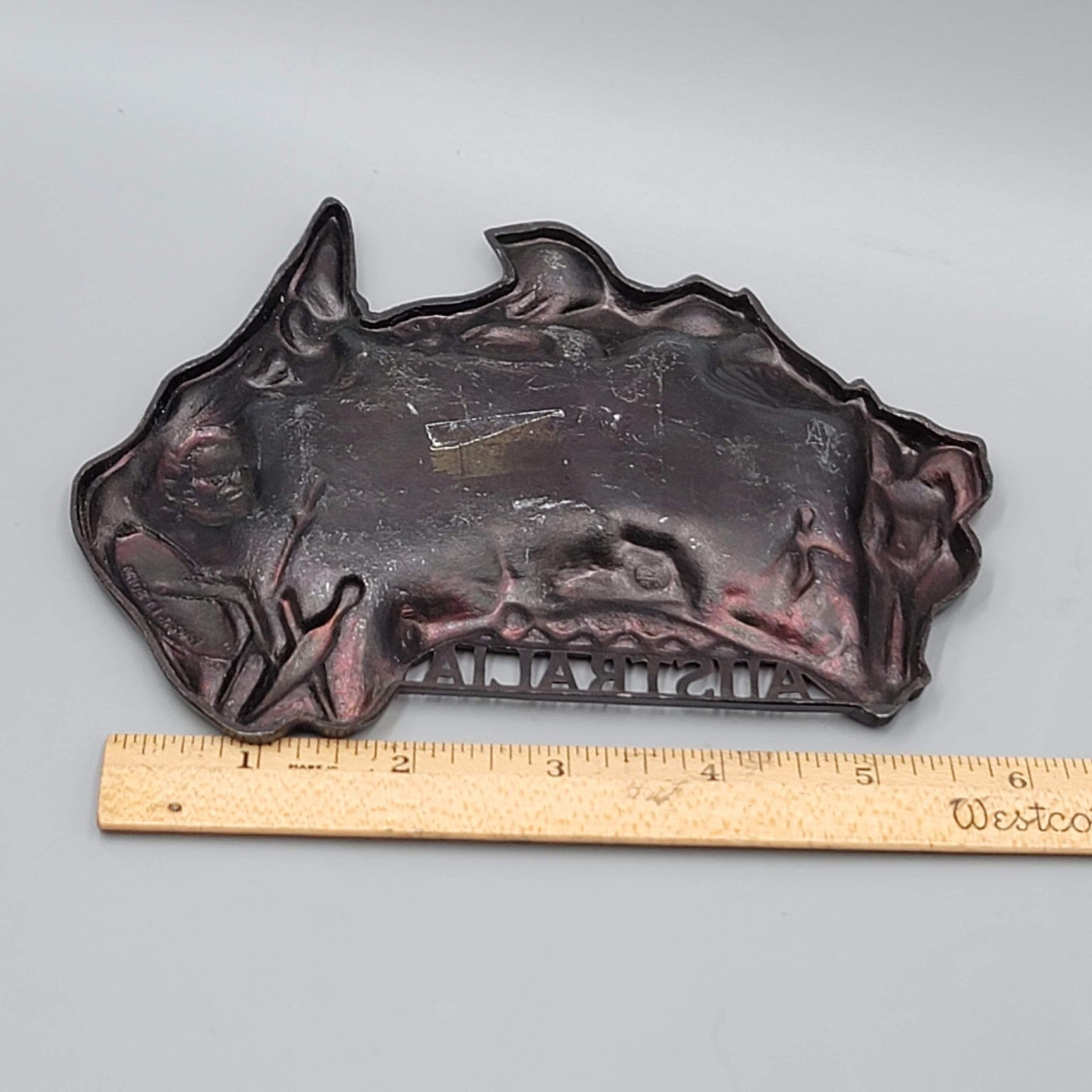 Vintage Metal Ashtray Trinket Dish  Australia Travel Souvenir 6.5"
