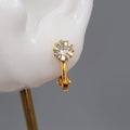 Vintage NOS Stud Rhinestone Solitaire Clip on Earrings Gold tone 1/4"