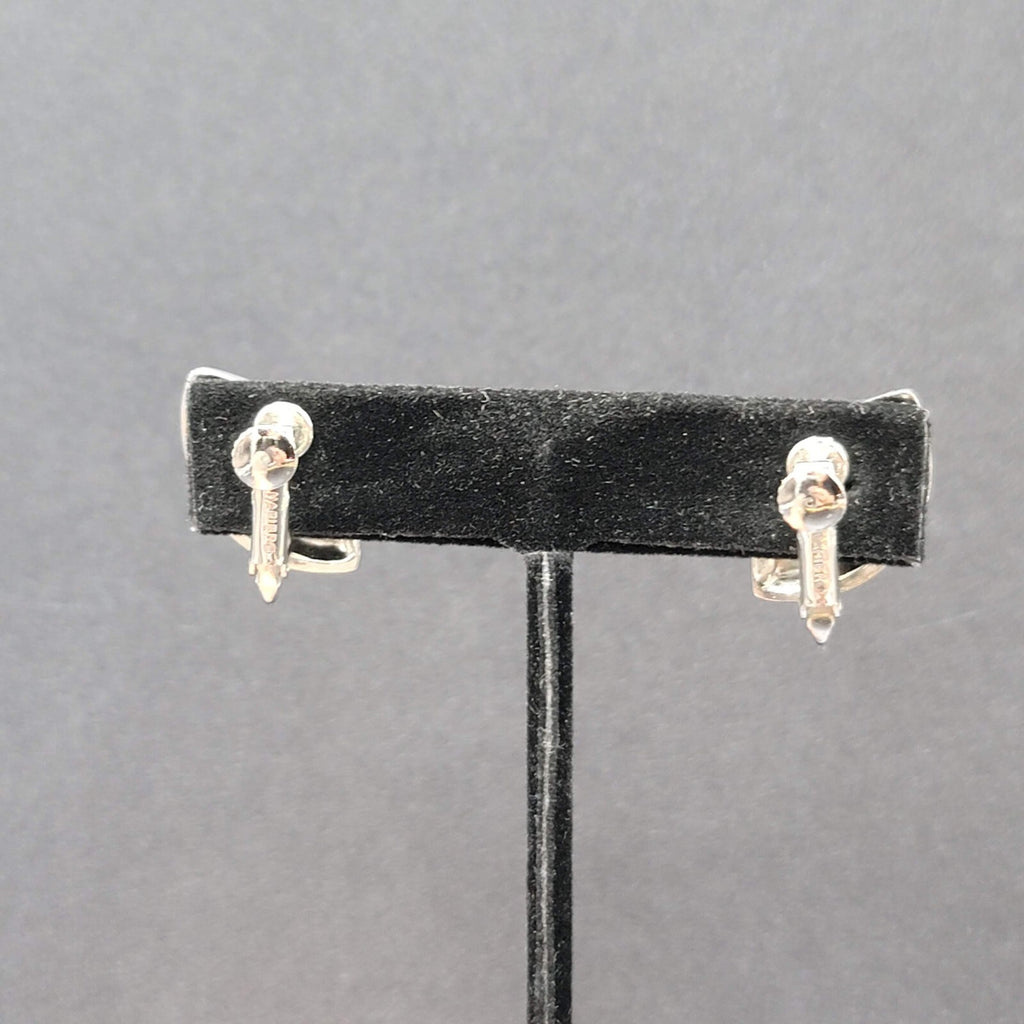 Vintage Napier Clip on Earrings Polished Silver Plated Studs 7/8"