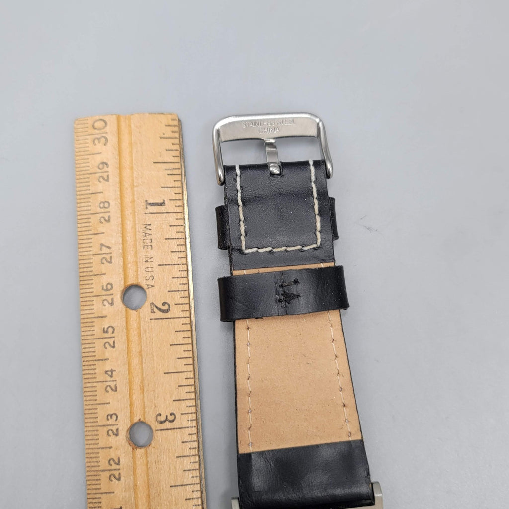 Mens Chisel Stainless Steel Black Leather Bracelet