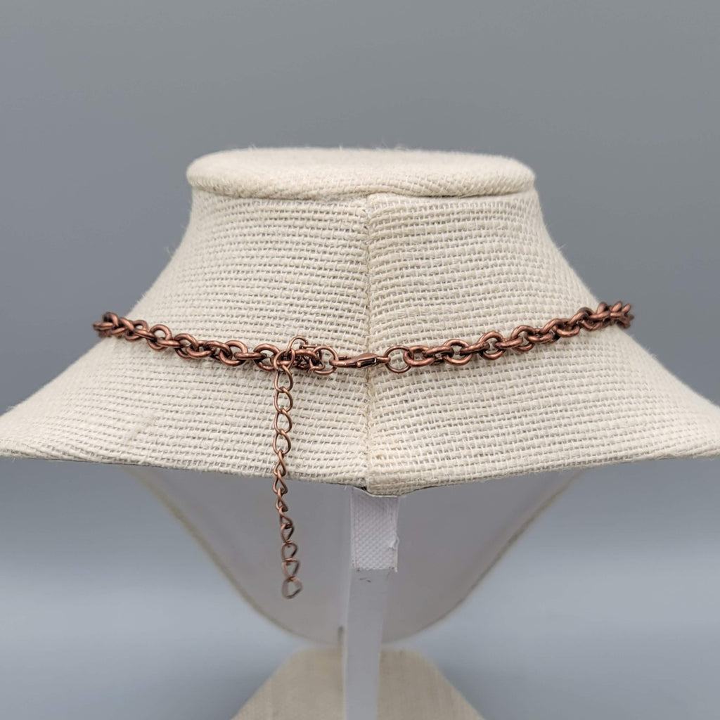Copper Tone Statement Necklace Hammered Circle Link Chain Adjustable 18-20"