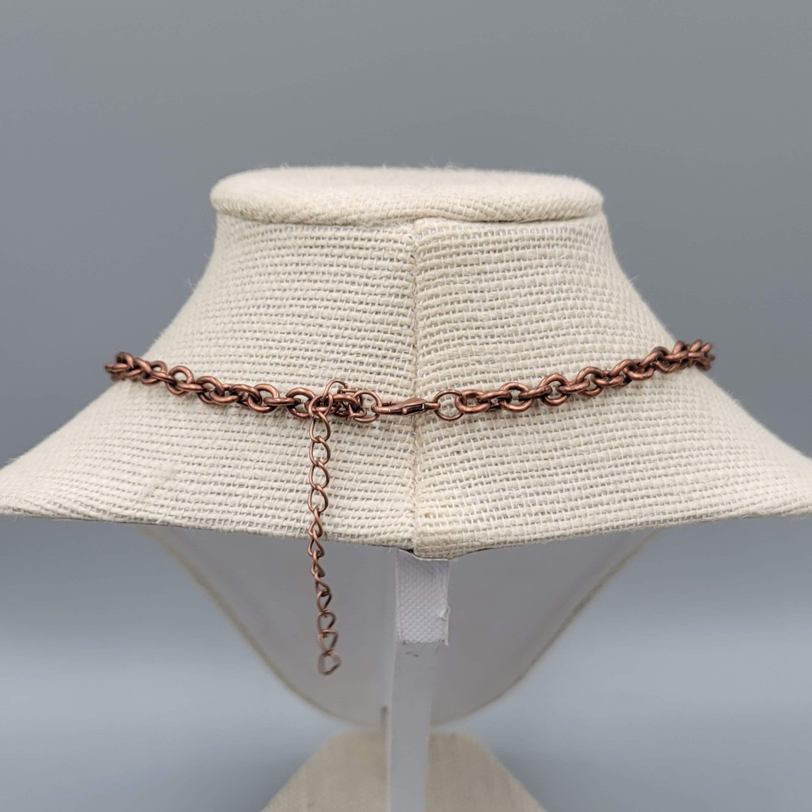 Copper Tone Statement Necklace Hammered Circle Link Chain Adjustable 18-20"