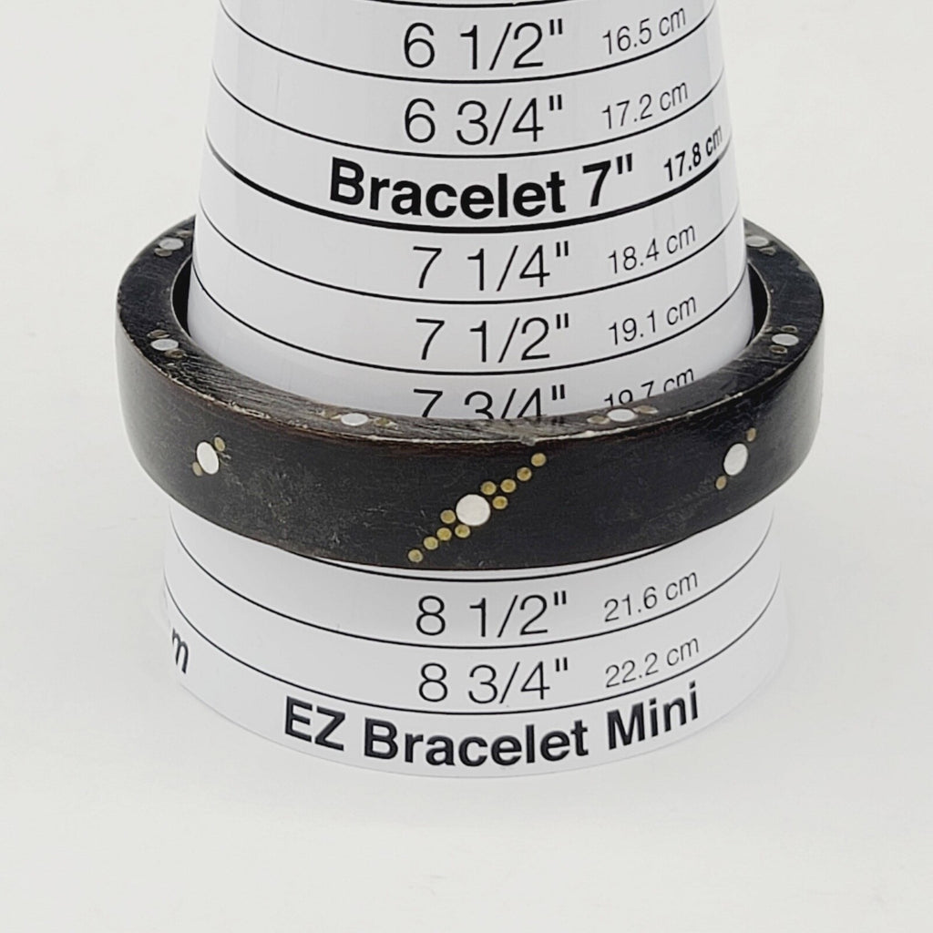 Wood Bangle Bracelet Inlay Brass and Nickel Boho Ethnic Unique 8 in