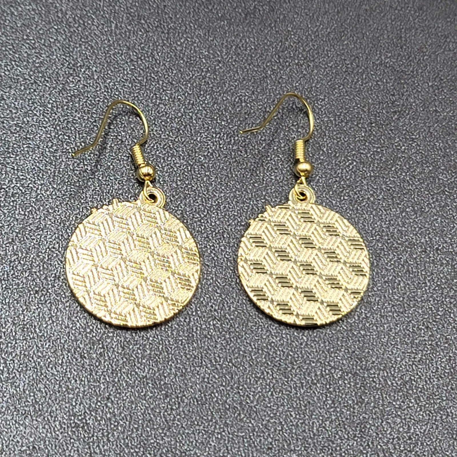Pierced Earrings Gold tone Enamel Black Cat White Cat Sun Moon Dangle 1"