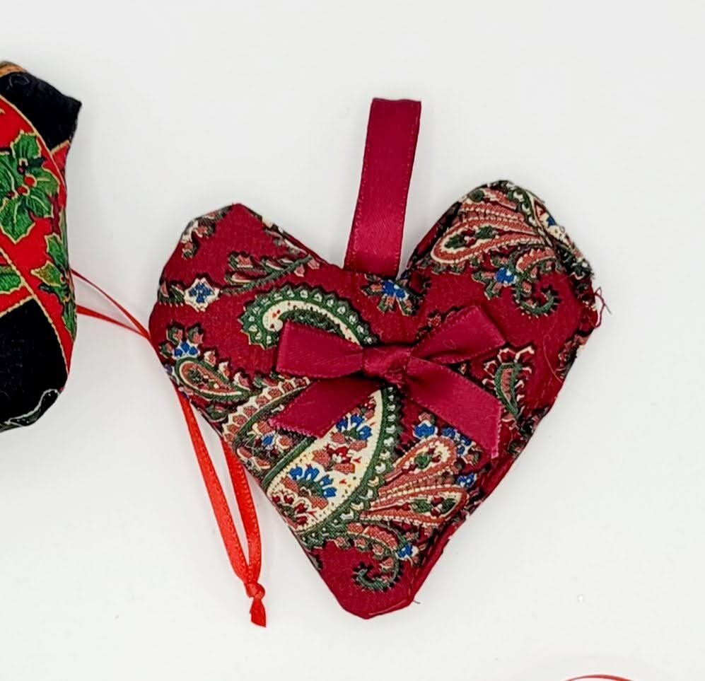 Christmas Fabric Puffy Ornaments Lot of 4 Bird Heart Stocking Bucilla?