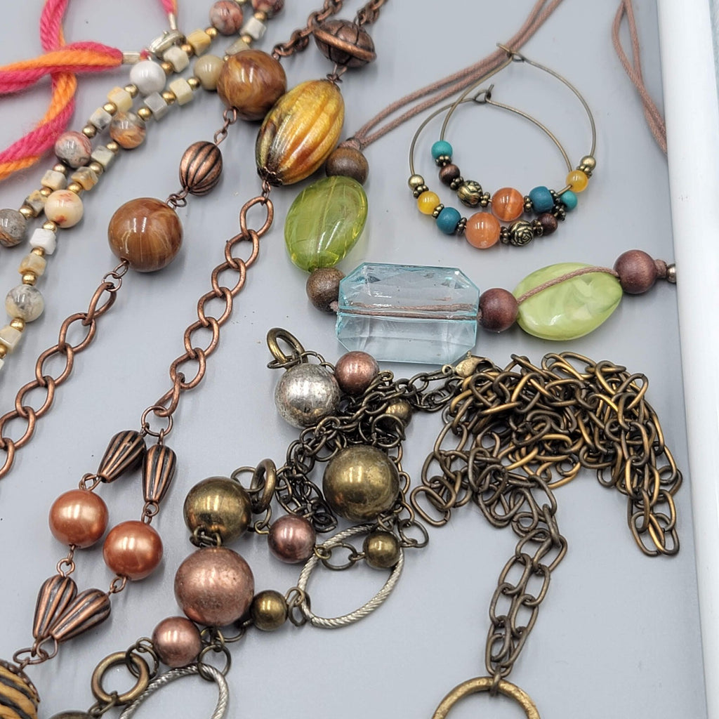 Jewelry Lot Necklace Bracelet Earrings Wood Boho Stone Bead 40 pcs