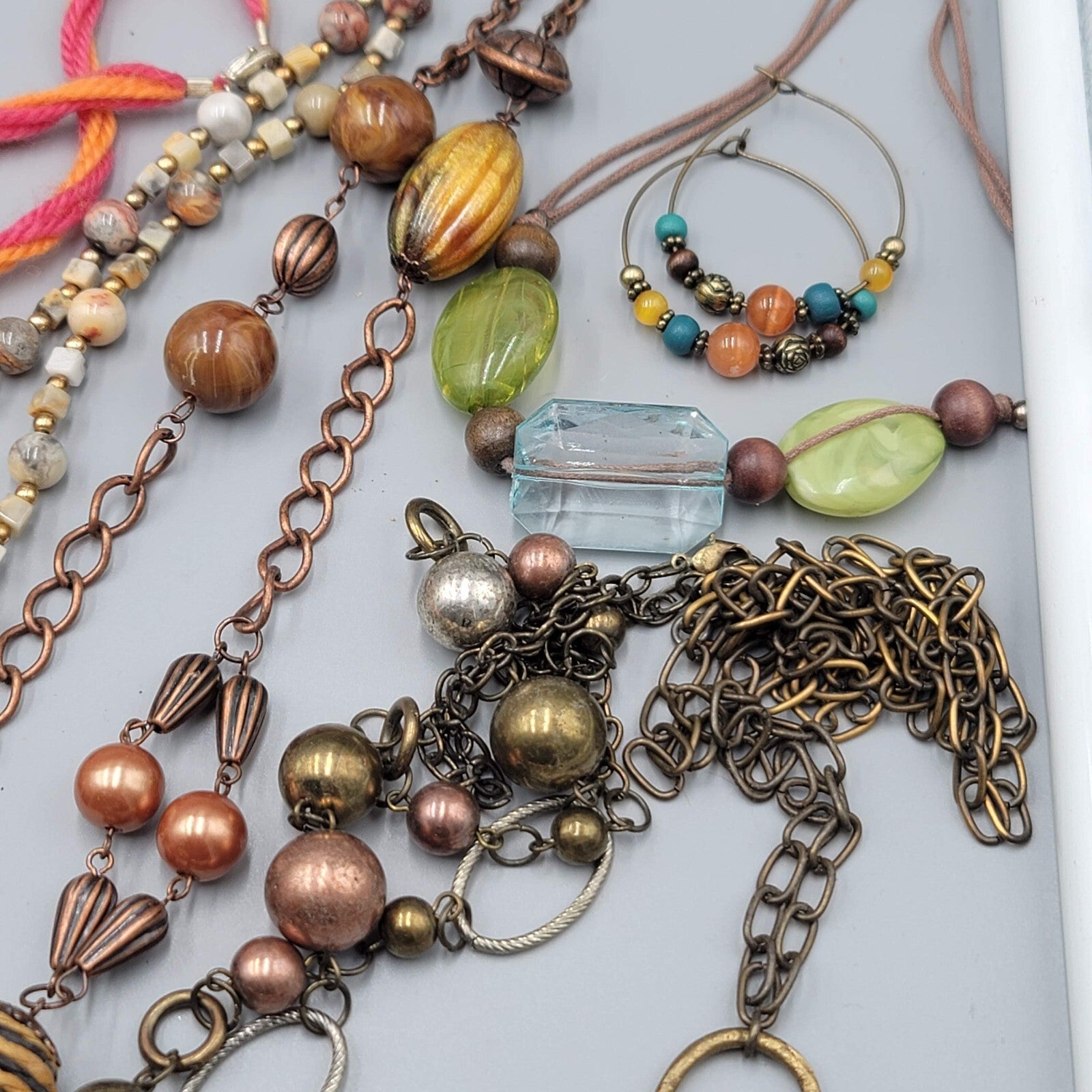 Jewelry Lot Necklace Bracelet Earrings Wood Boho Stone Bead 40 pcs