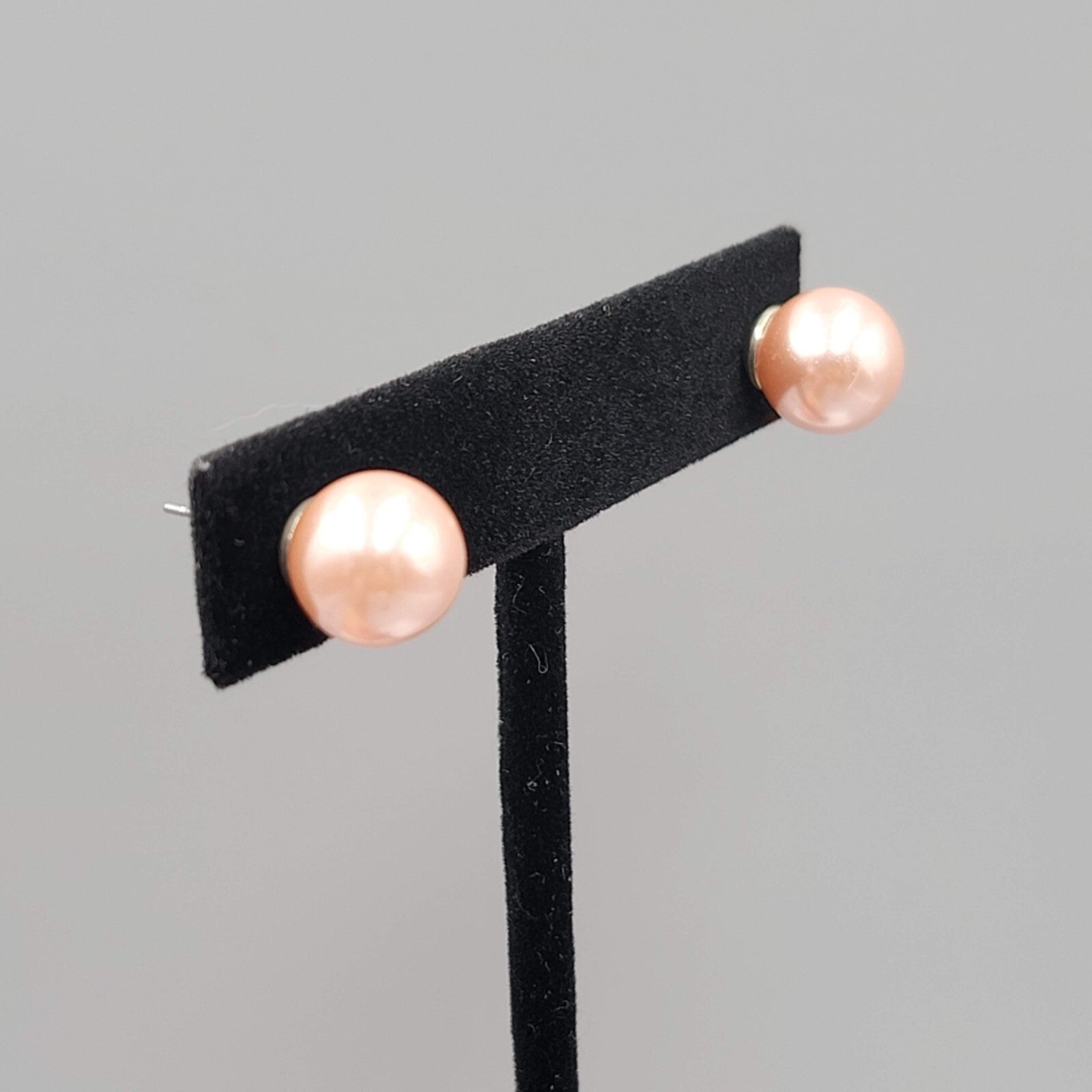 Pink Satin Round Studs Pierced Earrings 3/8"