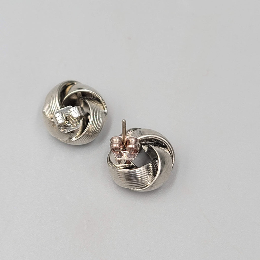 Vintage Silver tone Knot Studs Pierced Earrings 1/2"