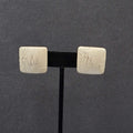 Vintage Pierced Earrings Silver Splatter Square Drop 1"