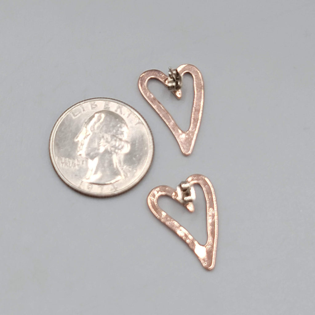Heart Pierced Earrings Rose Gold tone Drop 7/8"
