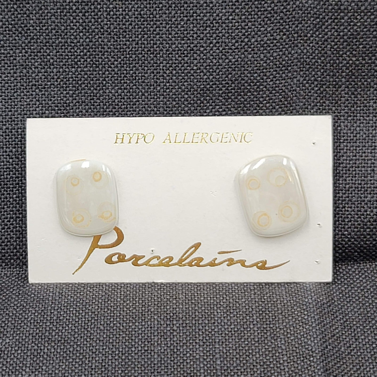 Vintage Porcelain Hypoallergenic Pierced Earrings Handmade Drop Unique 7/8"
