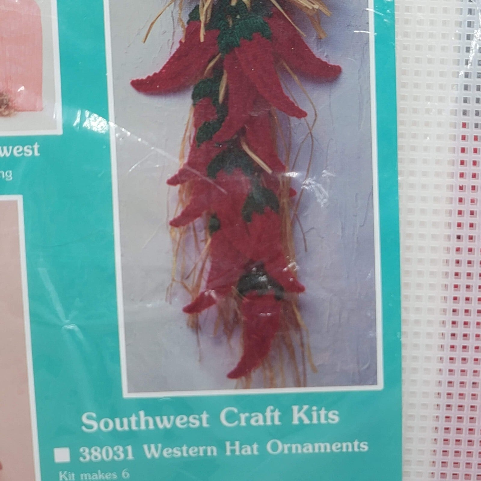 Mary Maxim Needlepoint Chili Peppers Wall Hanging Plastic Craft Kit #67460