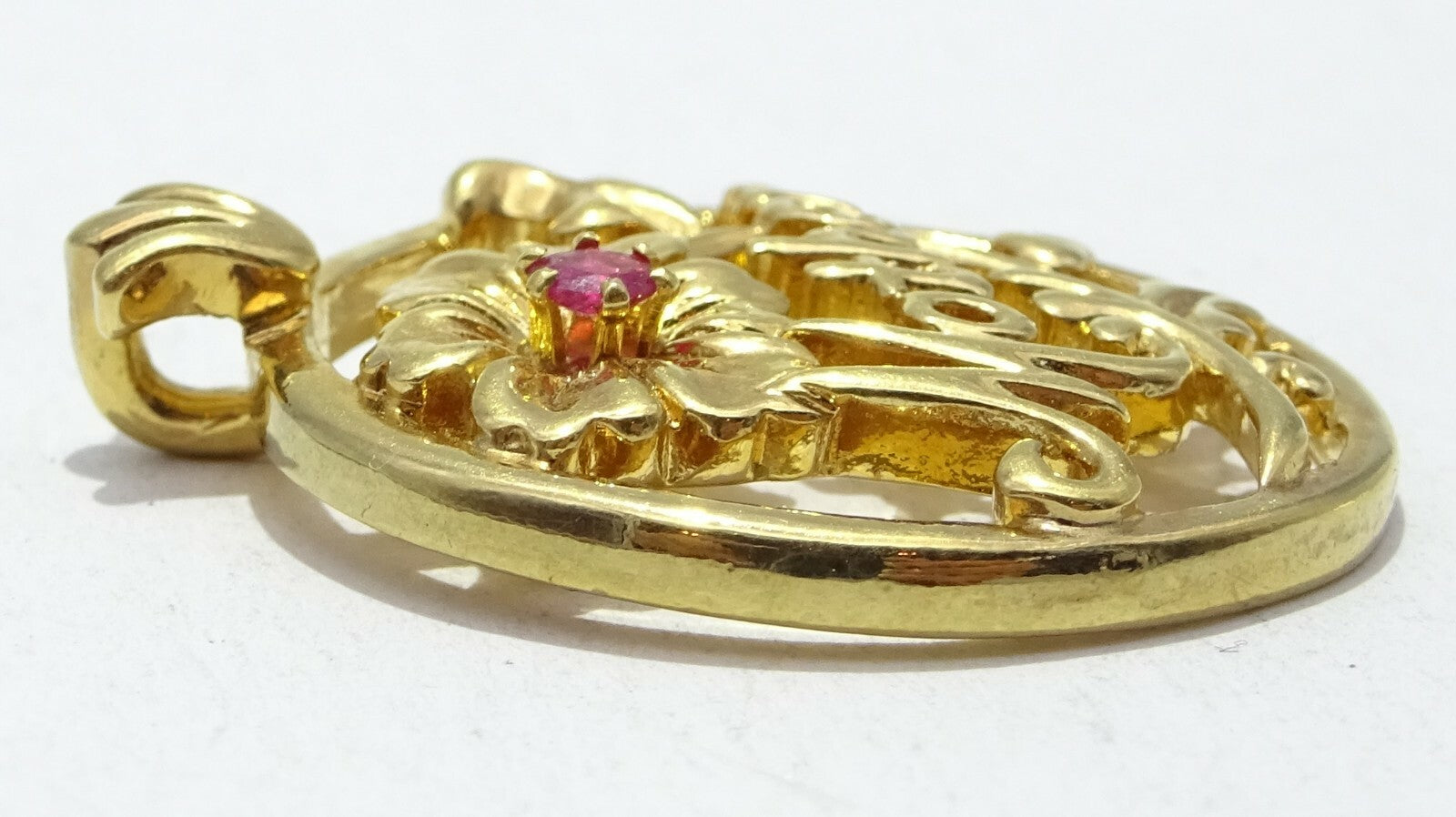 Avon Mother's Day Pendant Only Pink Stone Necklace 1.25 in October Birthstone
