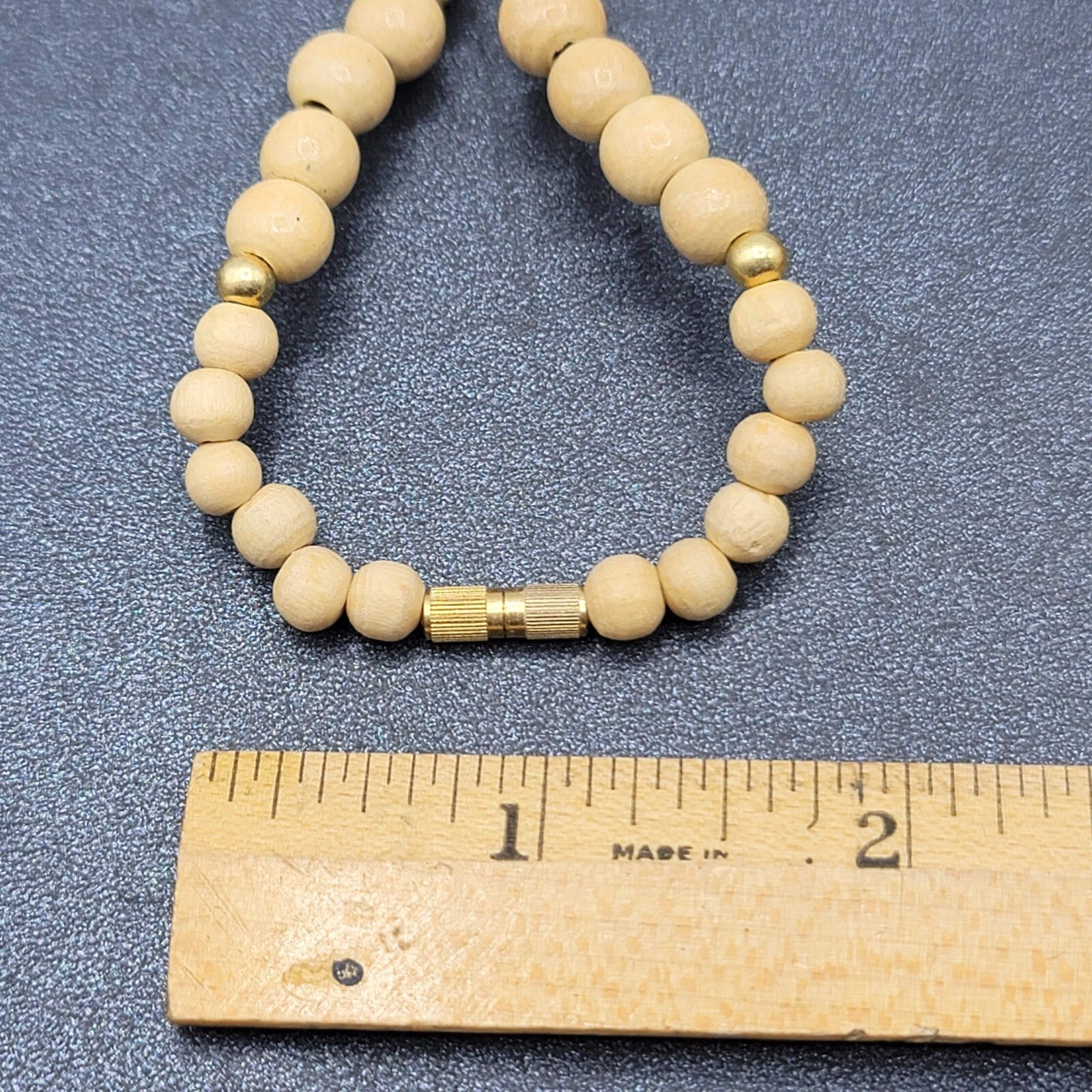 Vintage Safari African Zebra Carved Wood Beaded Necklace 24"