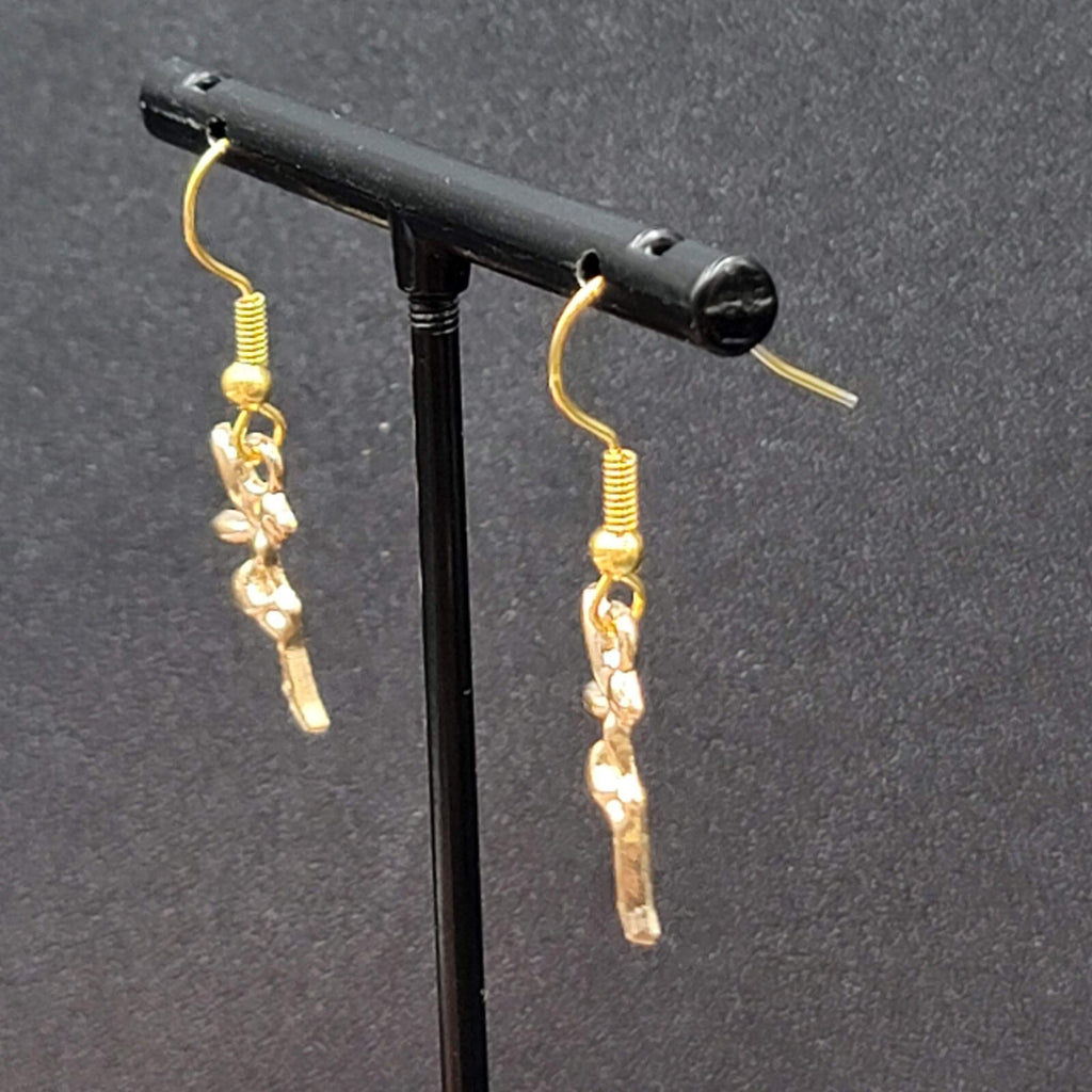 Fairy Pierced Earrings Gold tone Dangle 5/8"