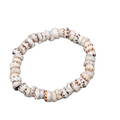 Real Authentic Shell Bracelet Elastic Brown White 6.5"