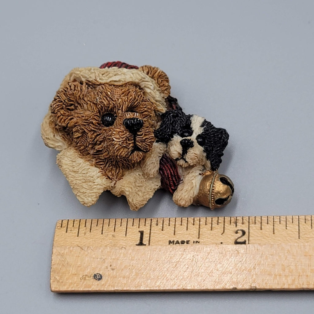 Vintage Christmas Boyds Bears Brooch Pin Santa Bear and Dog 2"