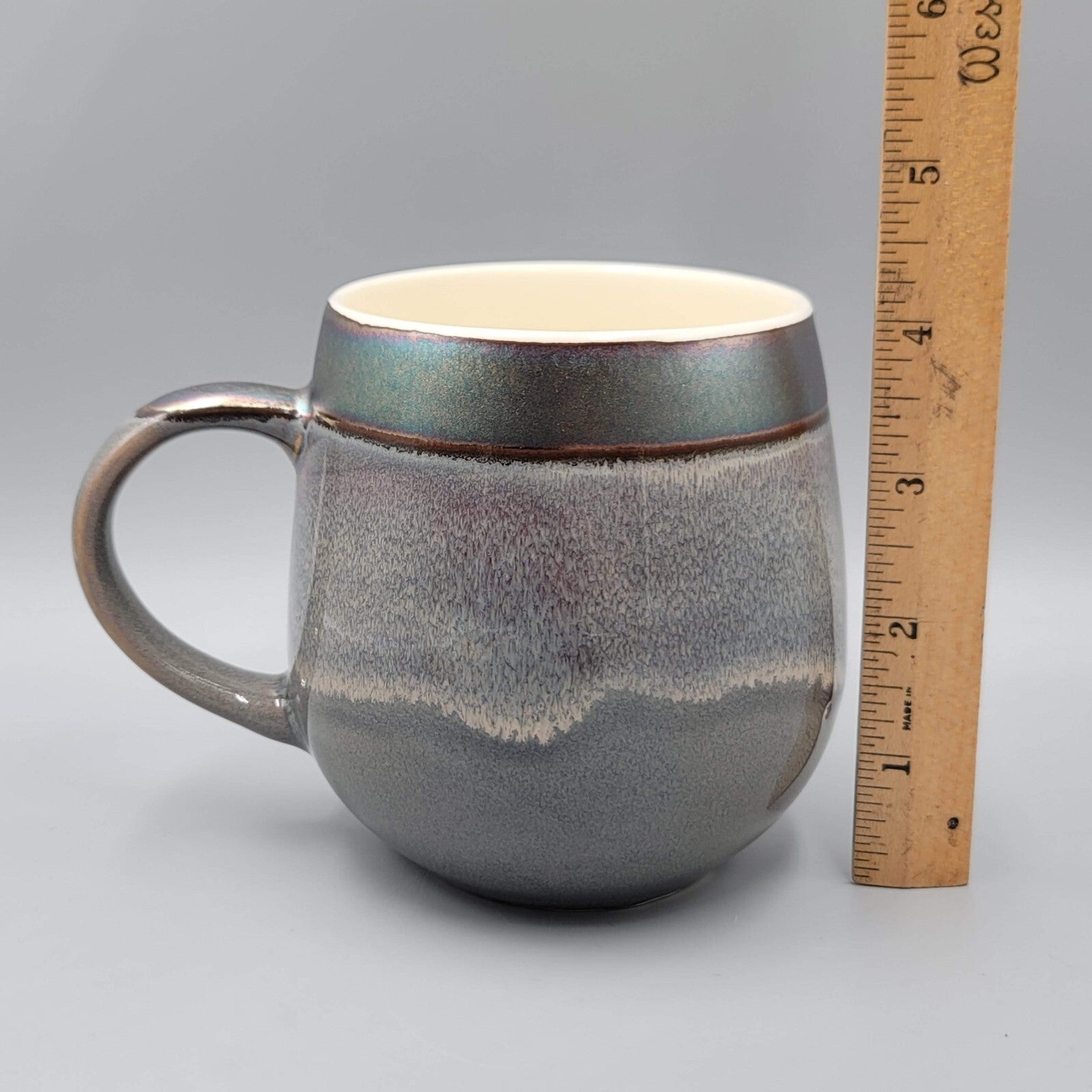 Art Pottery Coffee Mug Drip Glaze Gray Purple Tea Cup