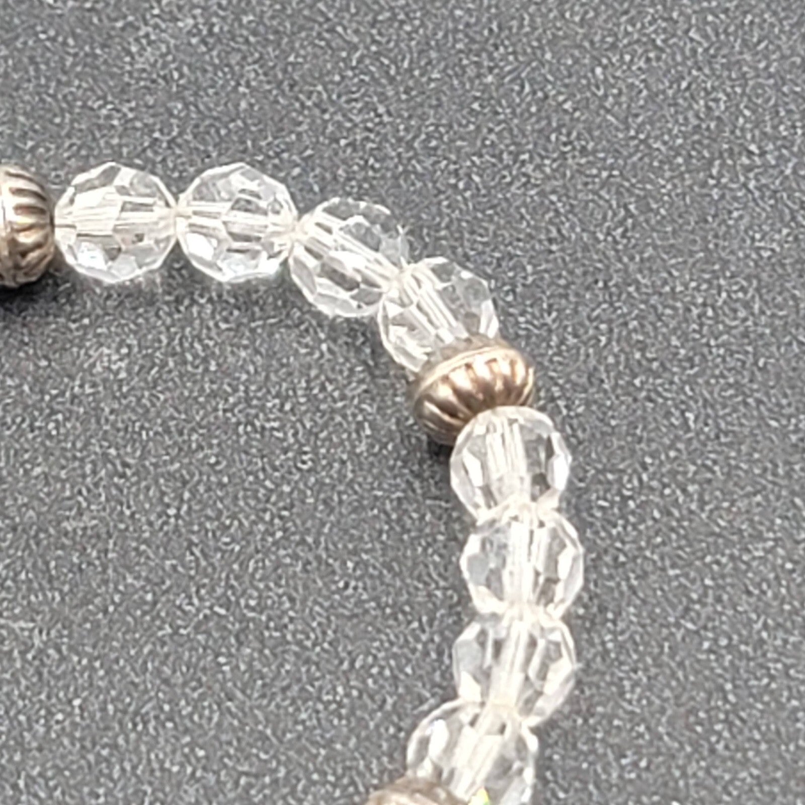 Sterling Silver Crystal Bead Bracelet Bee Charm 6 3/4"