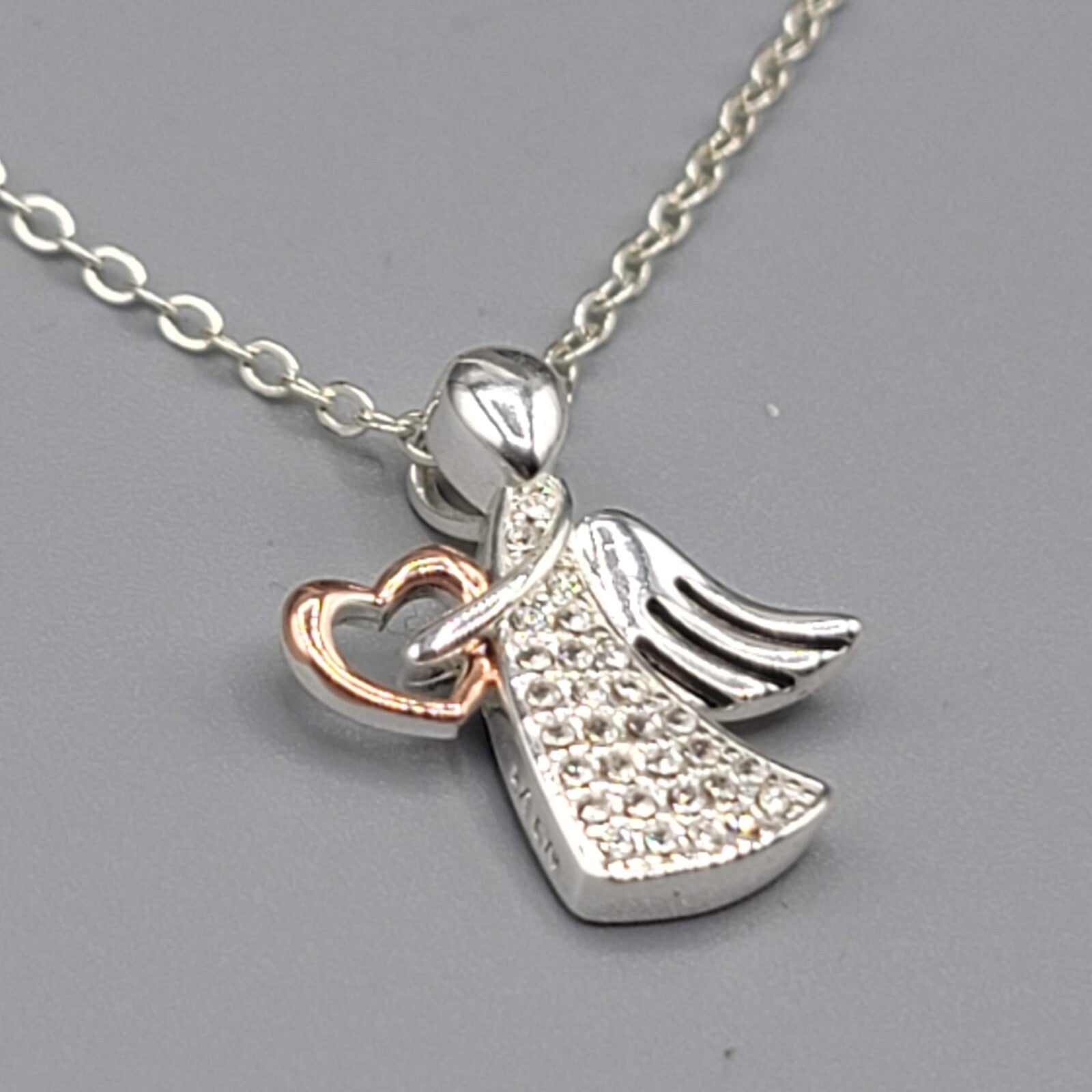 Angel Necklace Silver Plated Gold Plated Heart Pendant 18"