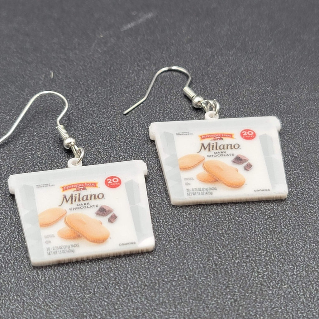 Pierced Earrings Milano Cookies Snack Novelty Fun Dangle  1"