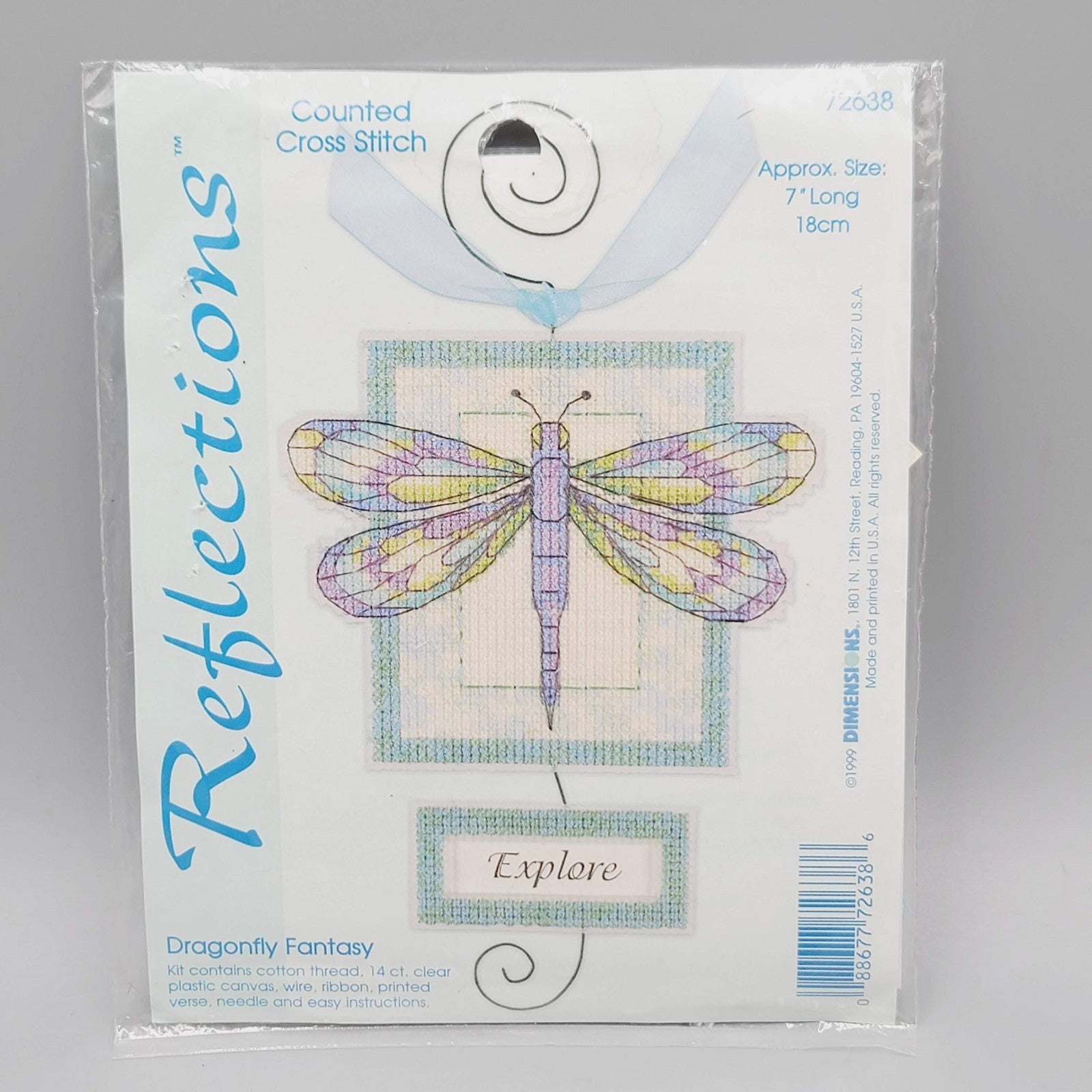 Vtg 1999 Dimensions Reflections DRAGONFLY FANTASY Counted Cross Stitch Kit 72638