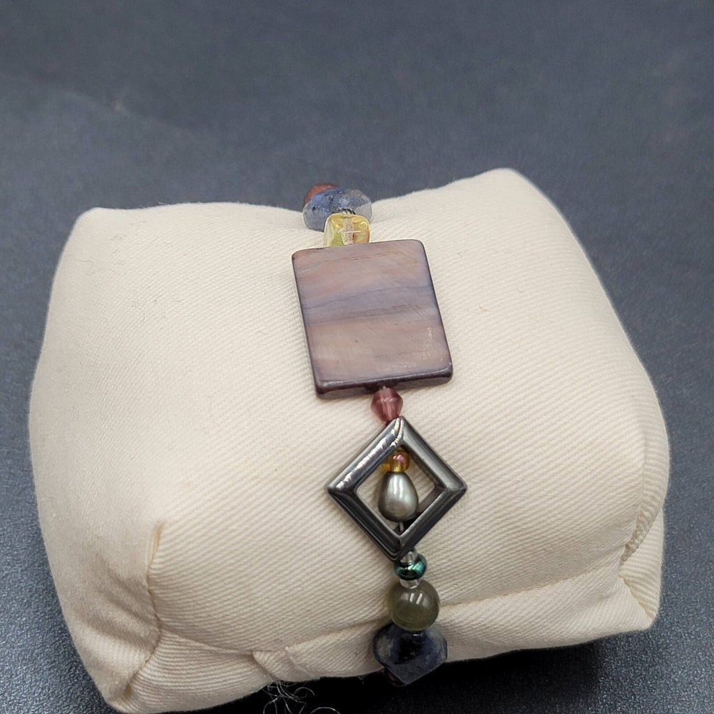 Beaded Bracelet Shell Pearl Gemstone Multicolor Eclectic and Unique