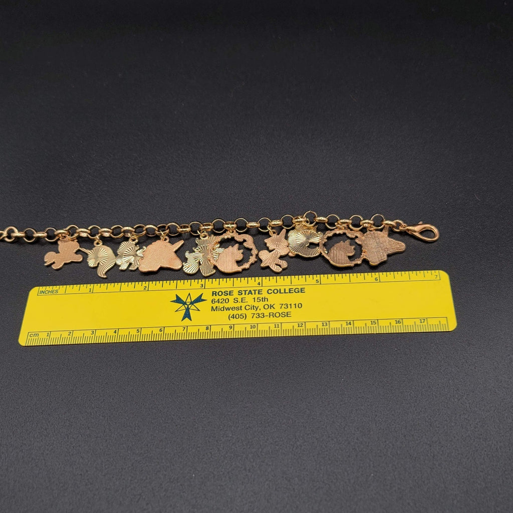 Enamel Unicorn Charm Bracelet Gold tone Adjustable