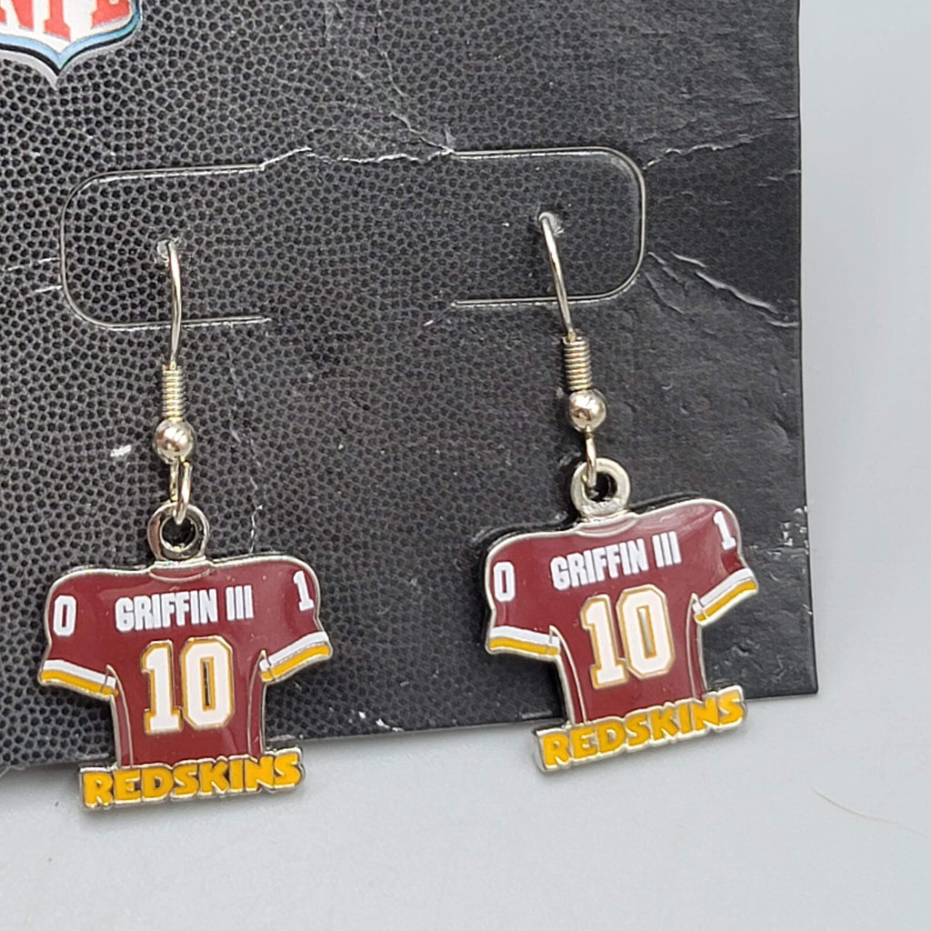 NFL Griffin Redskins Pierced Earrings Enamel Silver tone Dangle 3/4"